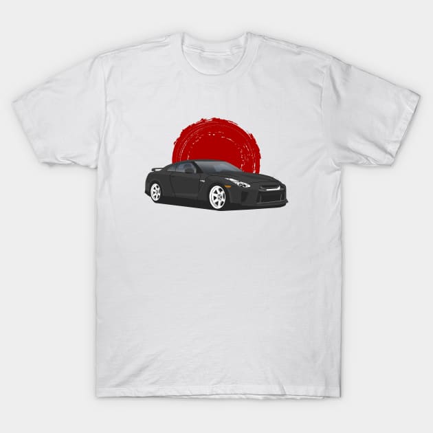 Black Nissan GT-R r35 T-Shirt by Rebellion Store